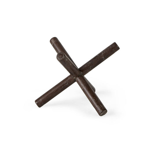 5" Brown Rustic Metal X Decorative Tabletop Sculpture HomeRoots
