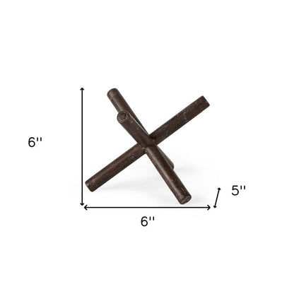 5" Brown Rustic Metal X Decorative Tabletop Sculpture HomeRoots
