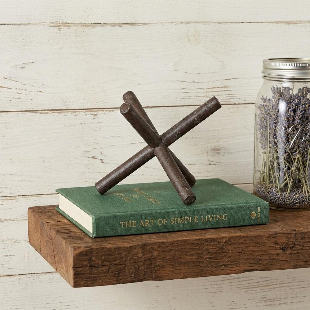 5" Brown Rustic Metal X Decorative Tabletop Sculpture HomeRoots