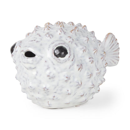 6" White Ceramic Puffer Fish Tabletop Sculpture HomeRoots