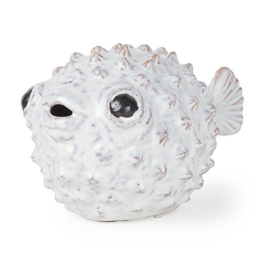 6" White Ceramic Puffer Fish Tabletop Sculpture HomeRoots