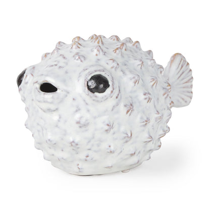 6" White Ceramic Puffer Fish Tabletop Sculpture HomeRoots