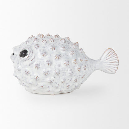 6" White Ceramic Puffer Fish Tabletop Sculpture HomeRoots