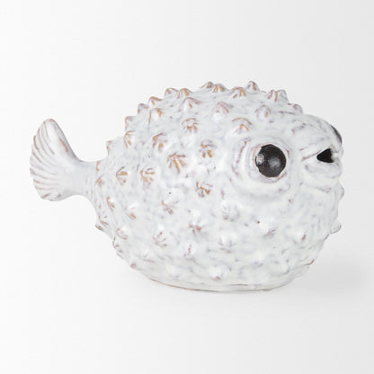 6" White Ceramic Puffer Fish Tabletop Sculpture HomeRoots