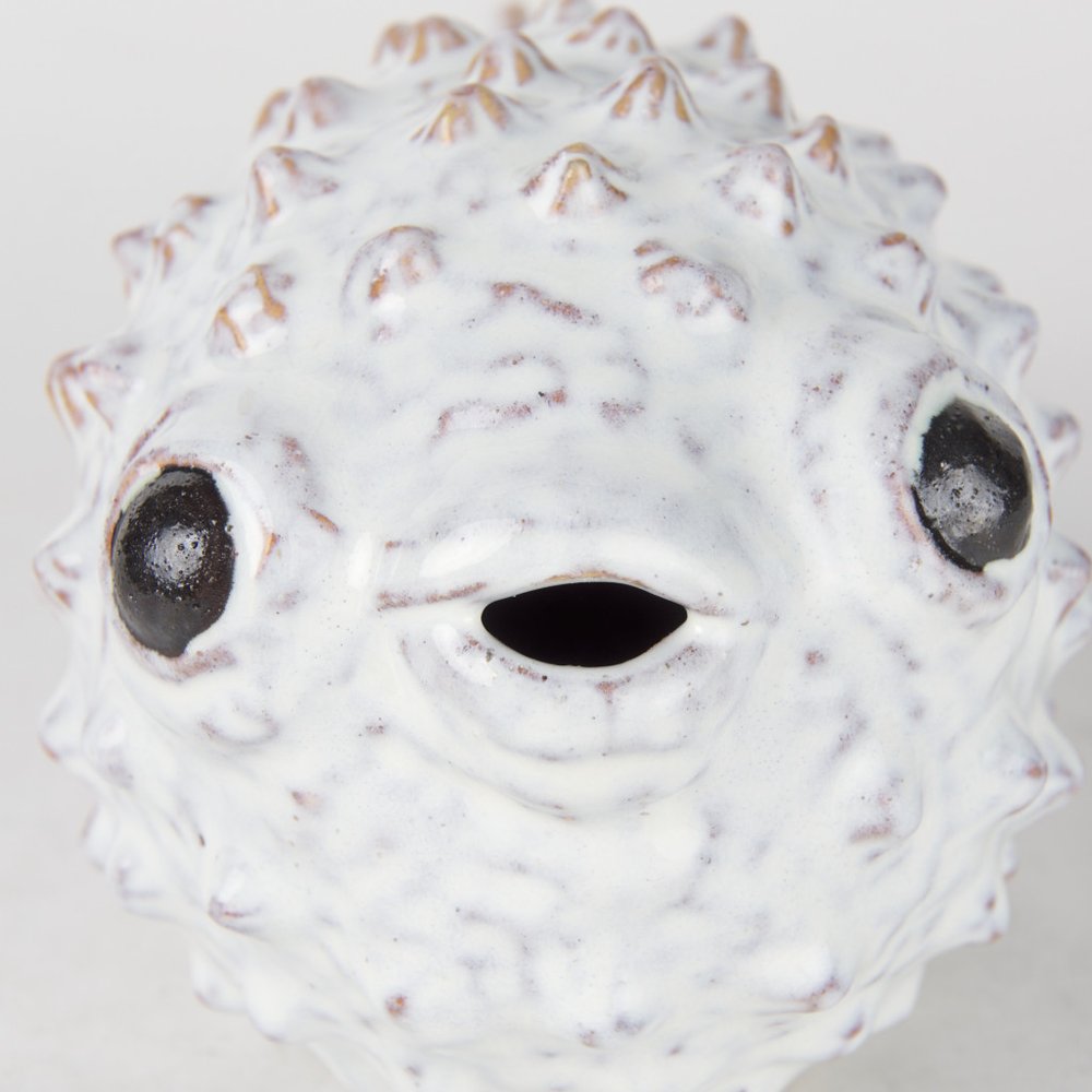 6" White Ceramic Puffer Fish Tabletop Sculpture HomeRoots