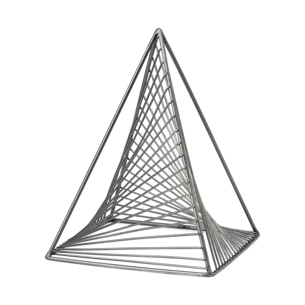 Contemporary Gray Metal Triangular Decor Piece HomeRoots