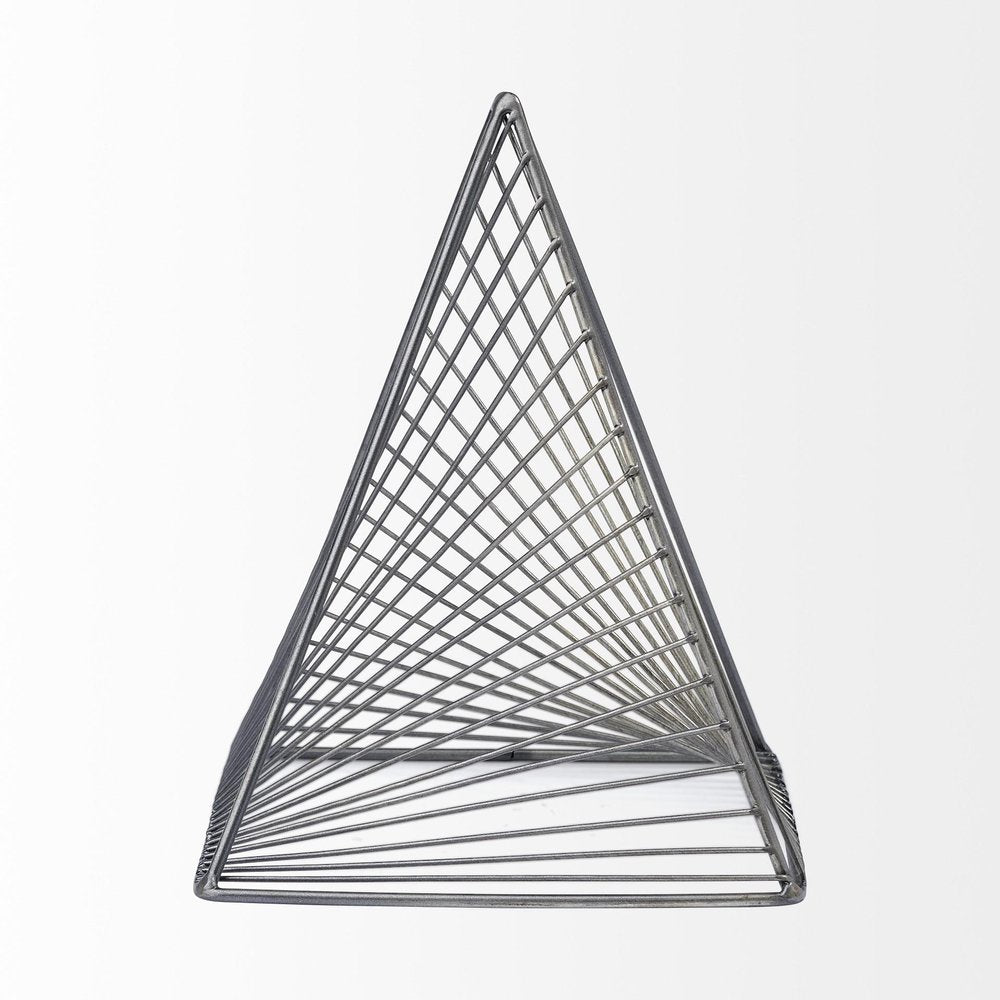 Contemporary Gray Metal Triangular Decor Piece HomeRoots