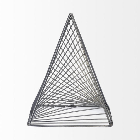 Contemporary Gray Metal Triangular Decor Piece HomeRoots