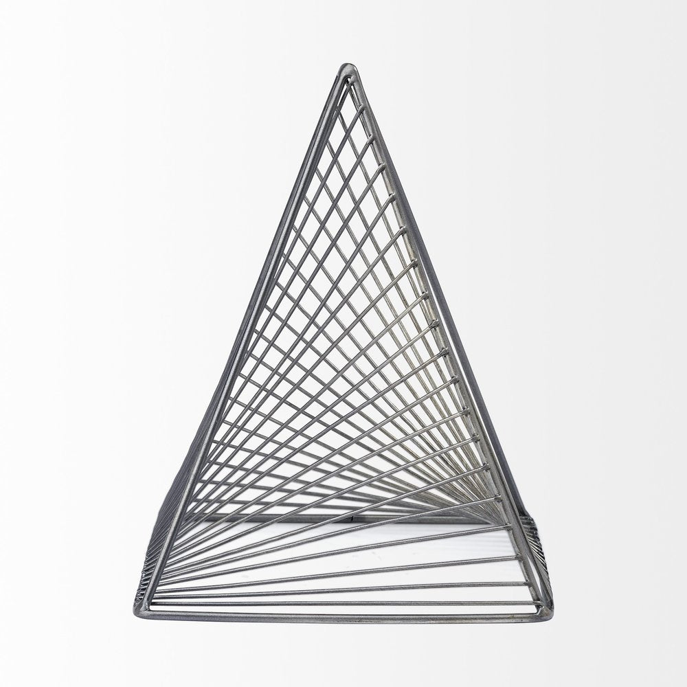 Contemporary Gray Metal Triangular Decor Piece HomeRoots