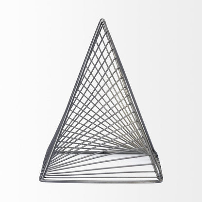 Contemporary Gray Metal Triangular Decor Piece HomeRoots
