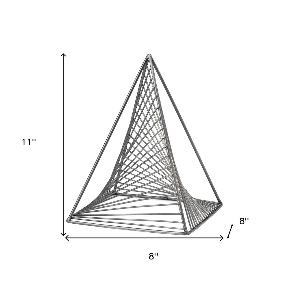 Contemporary Gray Metal Triangular Decor Piece HomeRoots