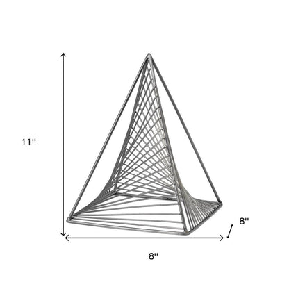 Contemporary Gray Metal Triangular Decor Piece HomeRoots