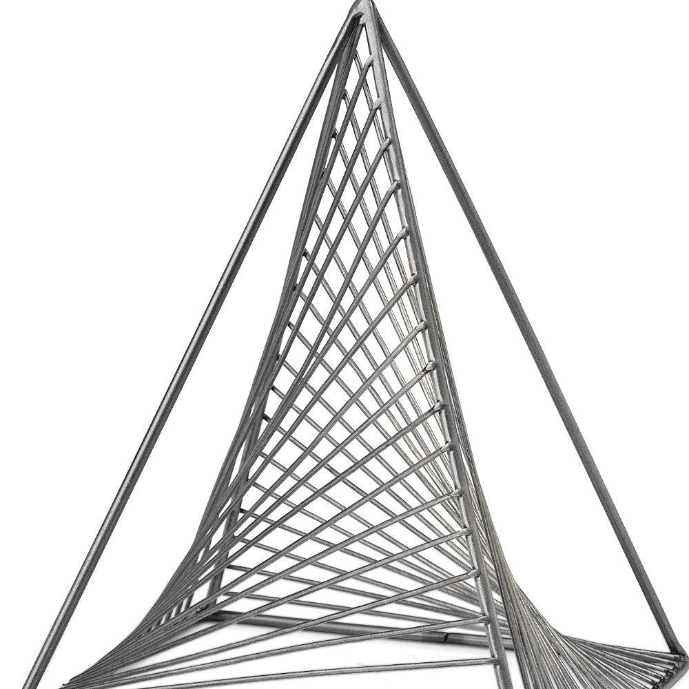 Contemporary Gray Metal Triangular Decor Piece — view 8