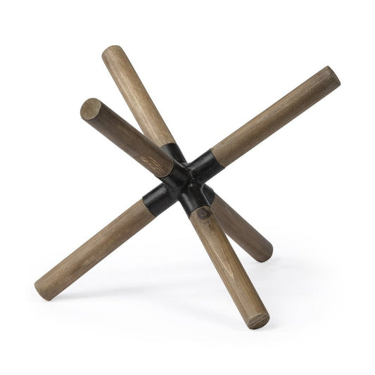 6" Brown Metal And Wood Modern Abstract Tabletop Sculpture HomeRoots