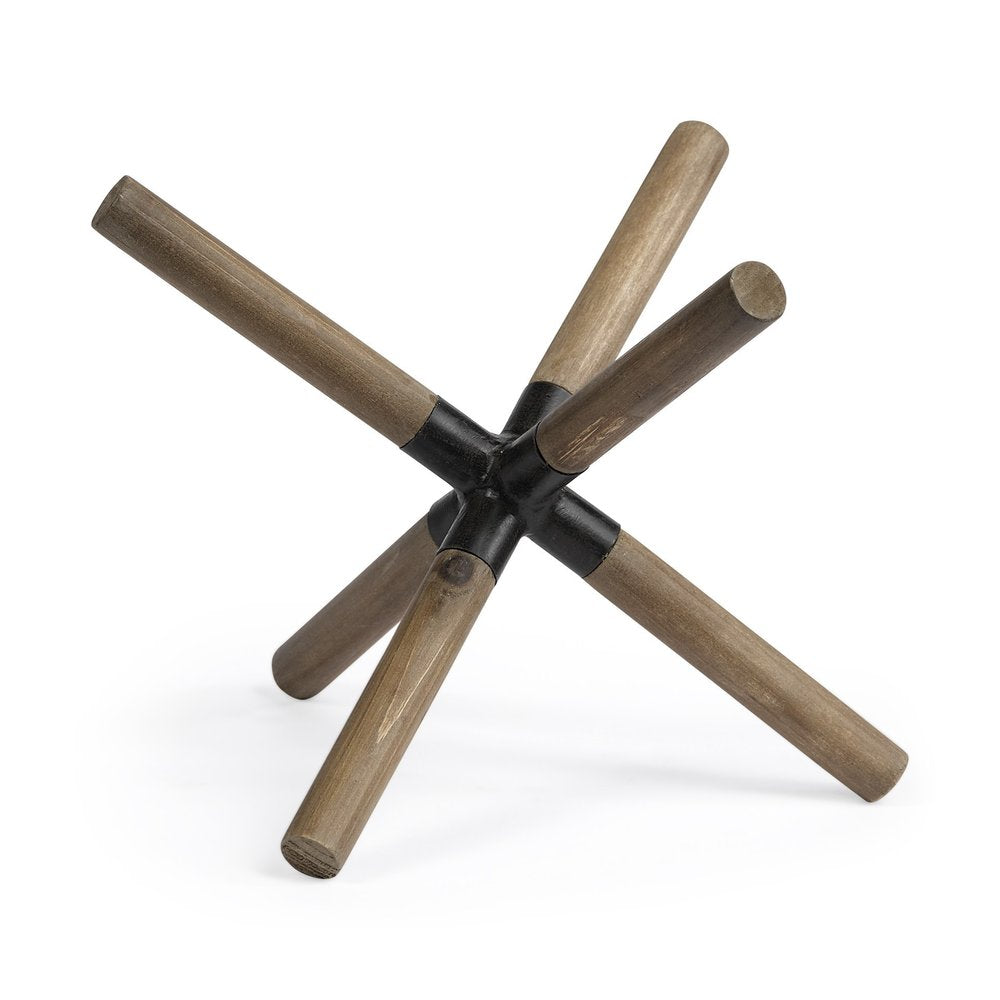 6" Brown Metal And Wood Modern Abstract Tabletop Sculpture HomeRoots