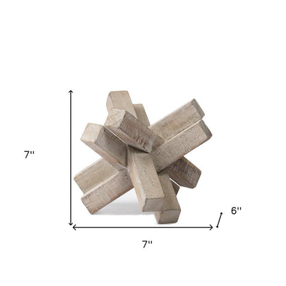 6" Light Brown Solid Wood Geometric Tabletop Sculpture HomeRoots