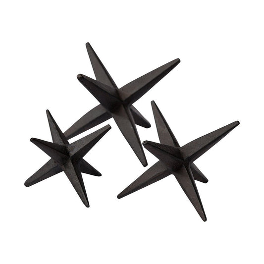 Set of Three Black Cast Iron Star Tabletop Sculptures HomeRoots