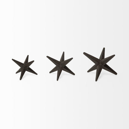 Set of Three Black Cast Iron Star Tabletop Sculptures HomeRoots