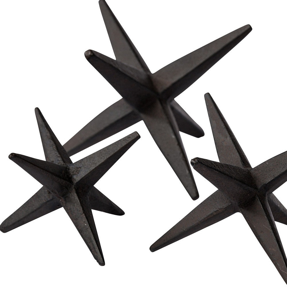 Set of Three Black Cast Iron Star Tabletop Sculptures