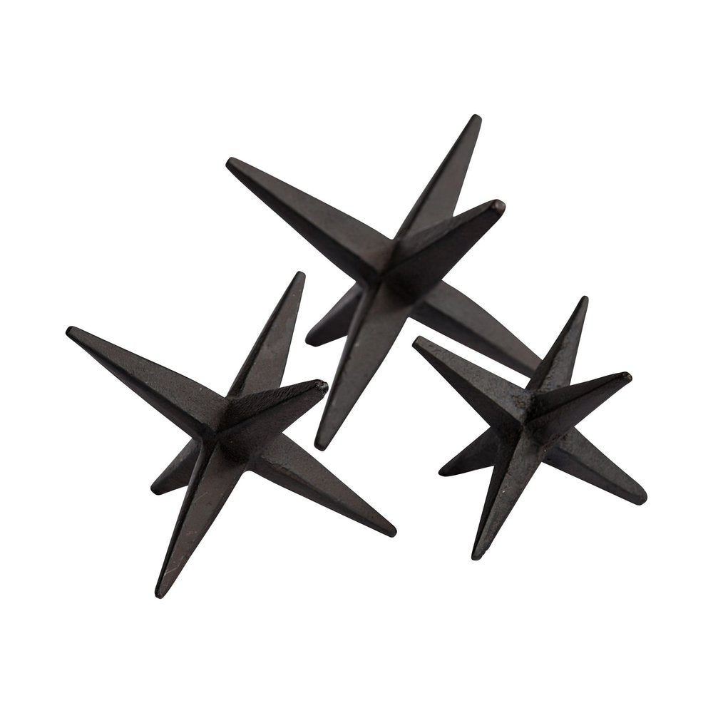Set of Three Black Cast Iron Star Tabletop Sculptures — view 6