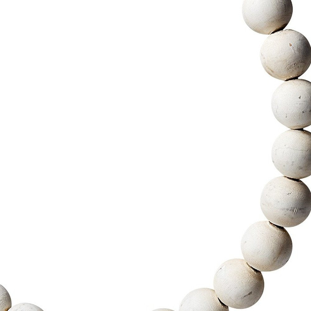 16" White and Gold Wood and Metal Abstract Beaded Tabletop Sculpture — view 3