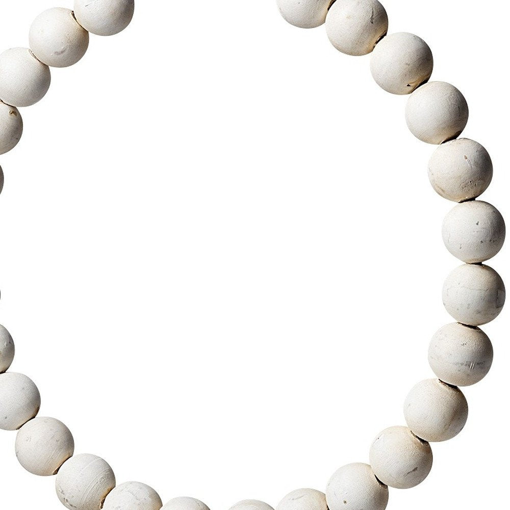 16" White and Gold Wood and Metal Abstract Beaded Tabletop Sculpture — view 4