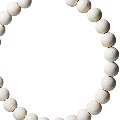 16" White and Gold Wood and Metal Abstract Beaded Tabletop Sculpture HomeRoots
