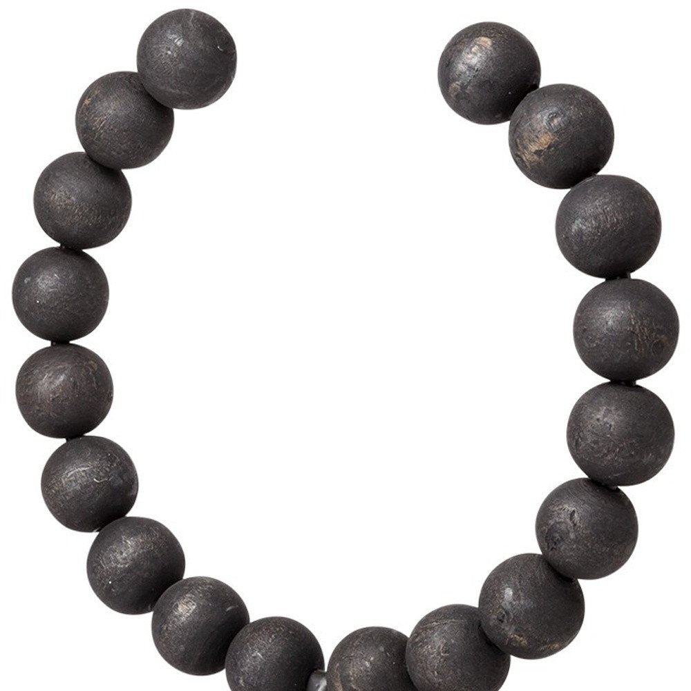 12" Black Wood and Metal Abstract Beaded Tabletop Sculpture HomeRoots