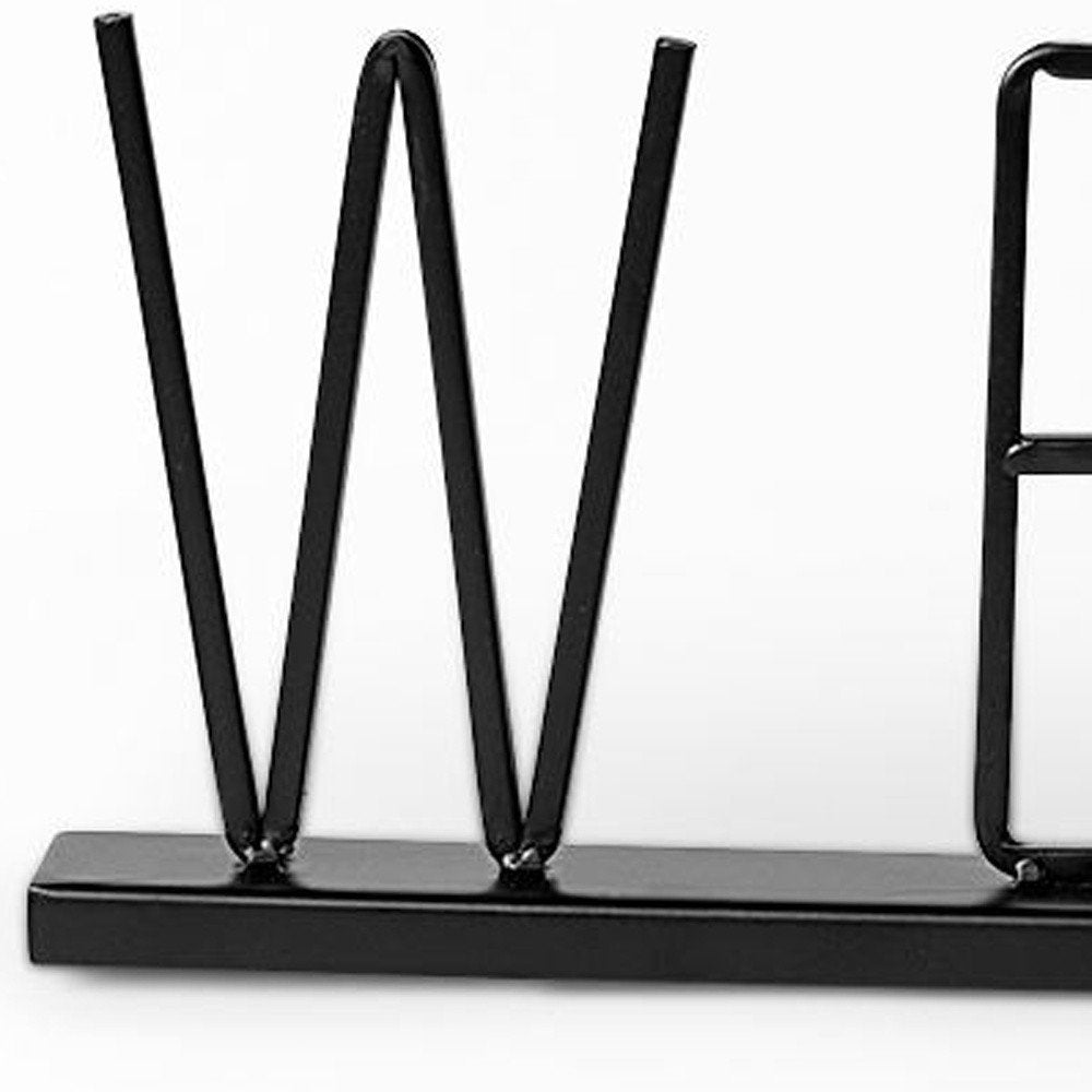 24" Black Metal Welcome Sign Tabletop Sculpture HomeRoots