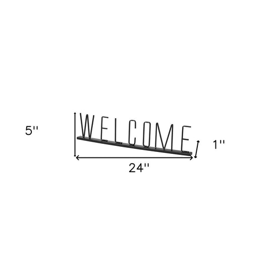 24" Black Metal Welcome Sign Tabletop Sculpture HomeRoots