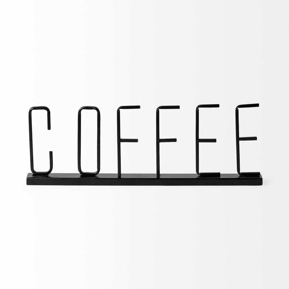 5" Black Metal Coffee Tabletop Sign HomeRoots