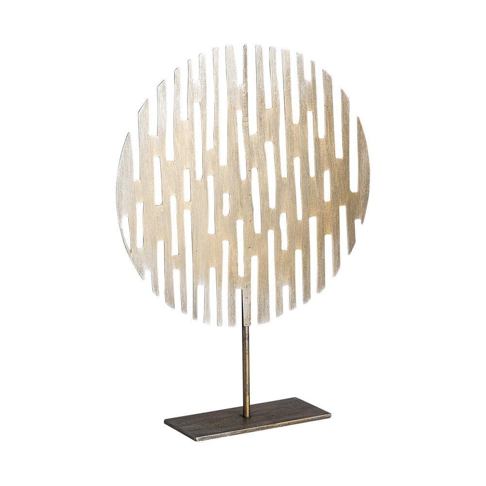 17" Antiqued Gold Round Disc Metal Tabletop Sculpture — view 4