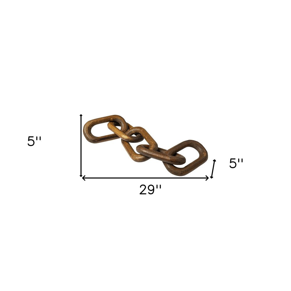 Brown Wooden Chain Link Decor Piece — view 6