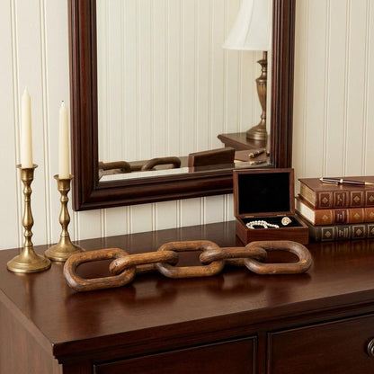 Brown Wooden Chain Link Decor Piece HomeRoots