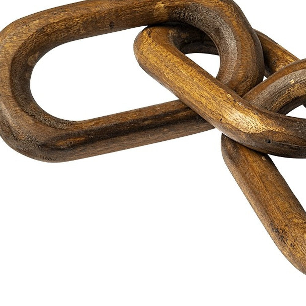 Brown Wooden Chain Link Decor Piece — view 4