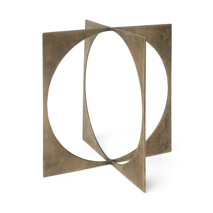 10" Burnished Gold Metal Circle Square Sculpture HomeRoots