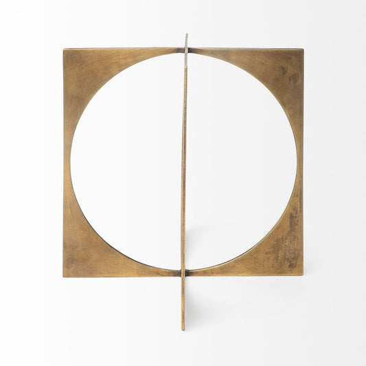 10" Burnished Gold Metal Circle Square Sculpture HomeRoots