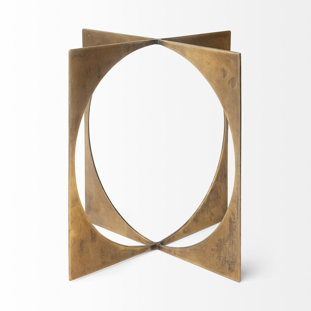 10" Burnished Gold Metal Circle Square Sculpture HomeRoots