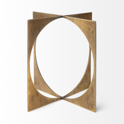 10" Burnished Gold Metal Circle Square Sculpture HomeRoots