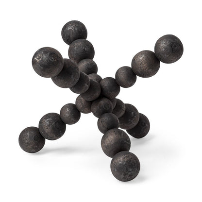 9" Black Beaded Wooden Decorative Jack Tabletop Sculpture HomeRoots