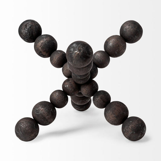 9" Black Beaded Wooden Decorative Jack Tabletop Sculpture HomeRoots