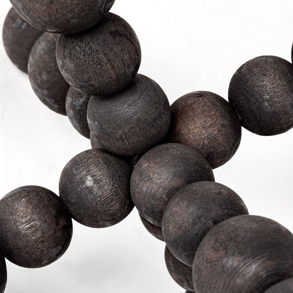 9" Black Beaded Wooden Decorative Jack Tabletop Sculpture — view 3