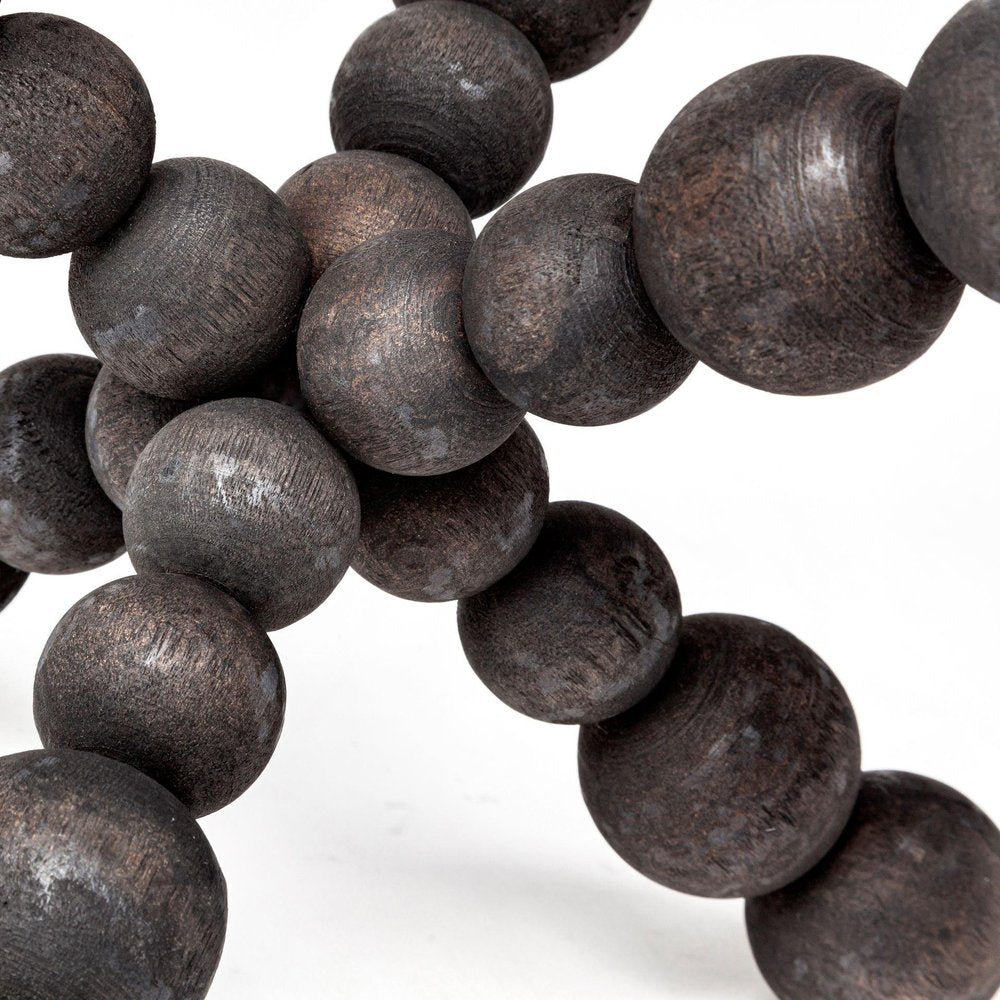 9" Black Beaded Wooden Decorative Jack Tabletop Sculpture — view 4