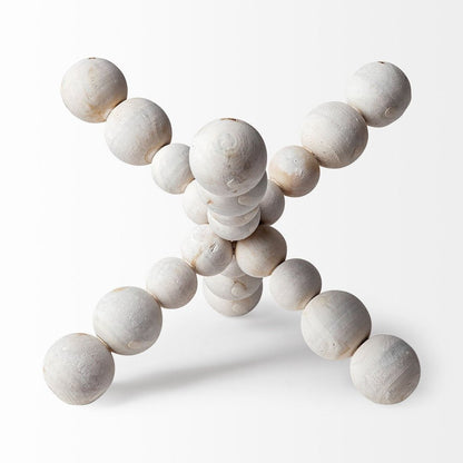 9" Off White Beaded Wooden Decorative Jack Tabletop Sculpture HomeRoots