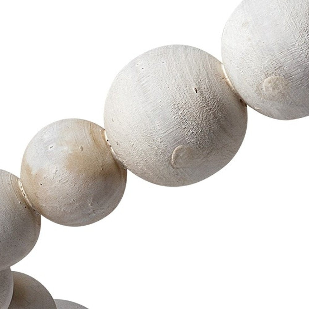9" Off White Beaded Wooden Decorative Jack Tabletop Sculpture — view 11