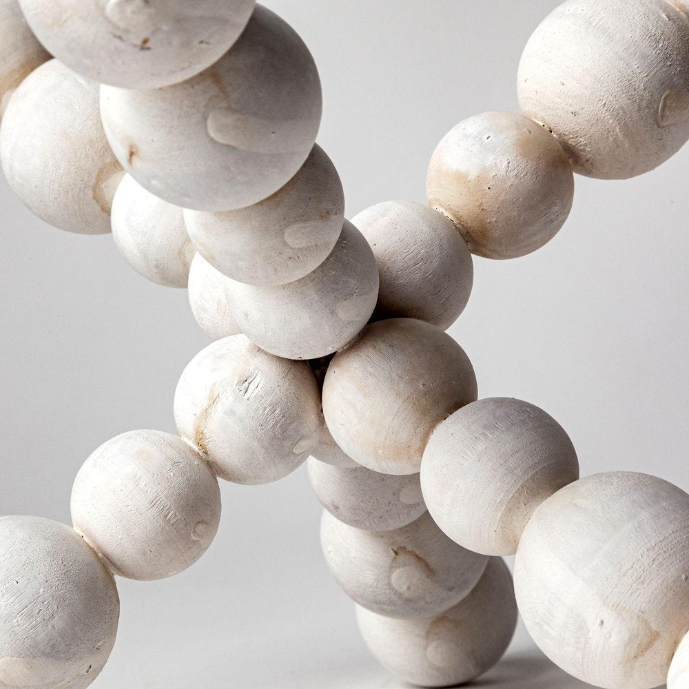 9" Off White Beaded Wooden Decorative Jack Tabletop Sculpture HomeRoots