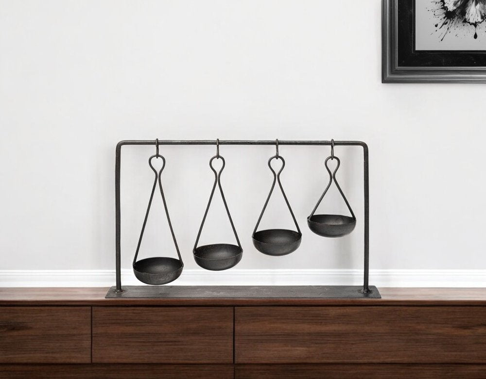 19" Charcoal Metal Vintage Spice Rack Tabletop Sculpture — view 10