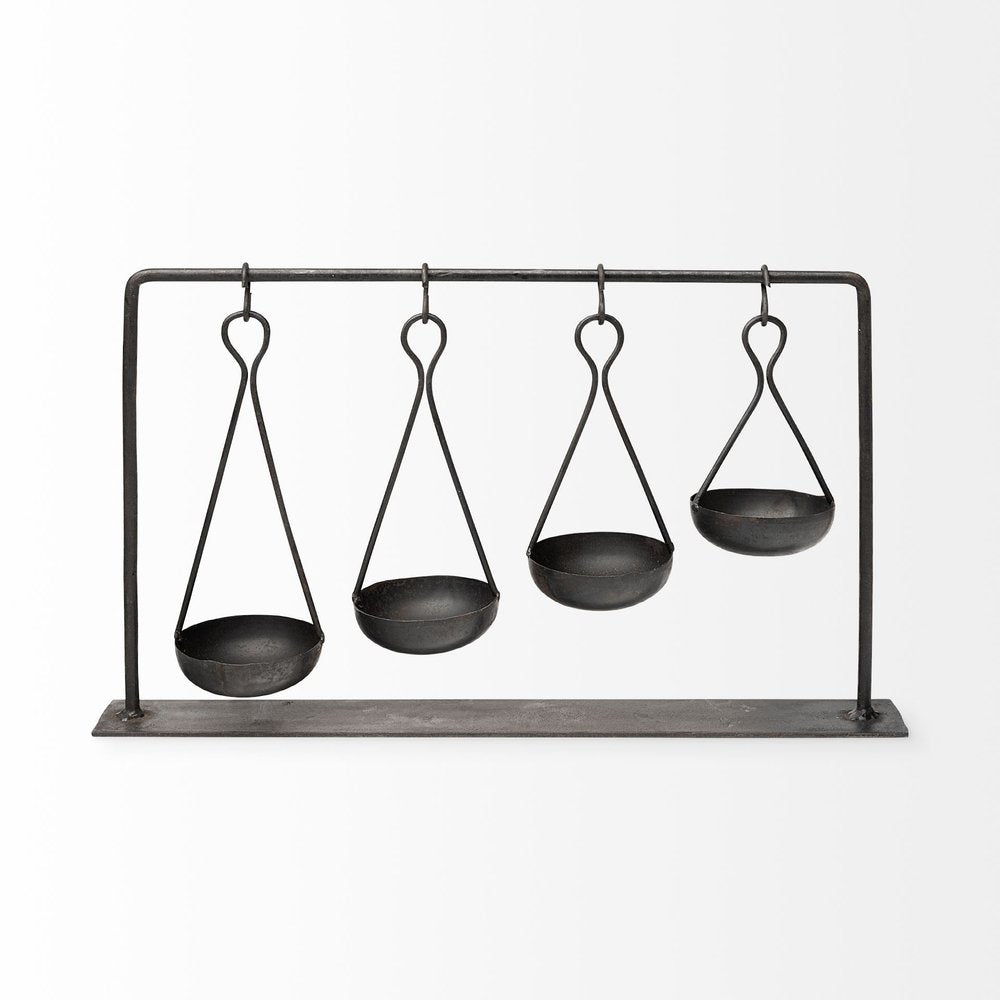 19" Charcoal Metal Vintage Spice Rack Tabletop Sculpture — view 2