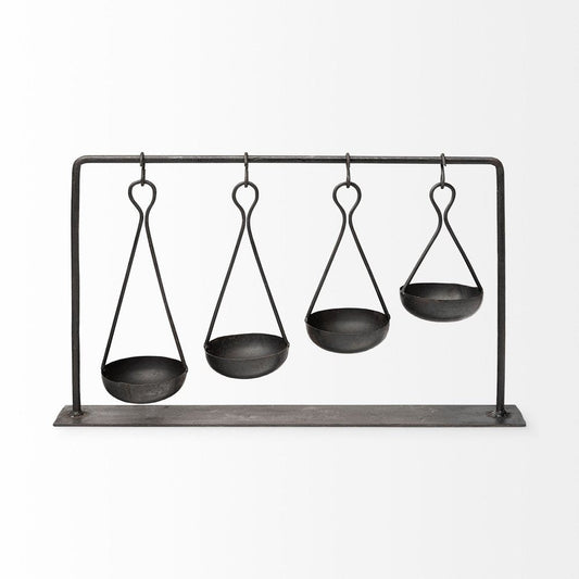 19" Charcoal Metal Vintage Spice Rack Tabletop Sculpture HomeRoots