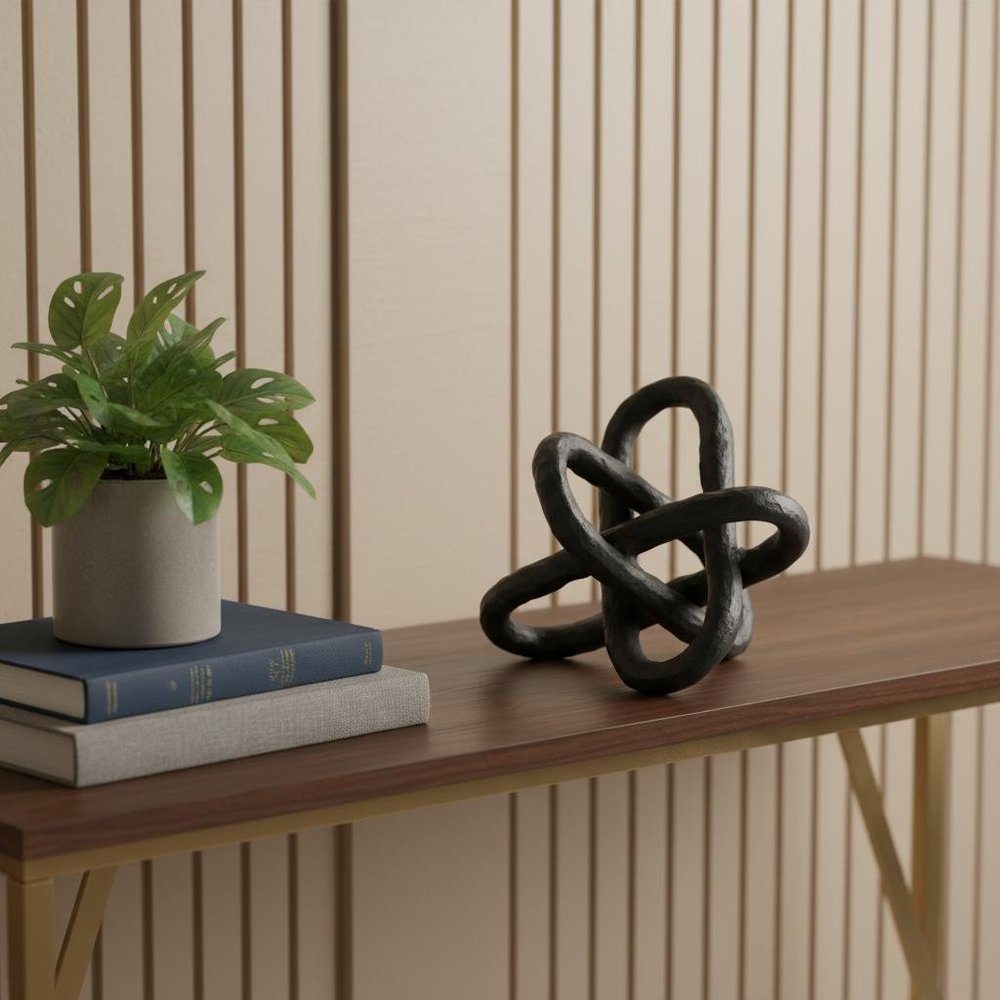 Petite Black Metal Chain Link Sculpture HomeRoots